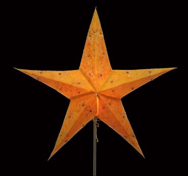 Leela Zari Batik orange - Faltbarer Leuchtstern, Weihnachtsstern aus Papier mit 5 Zacken, 60 cm